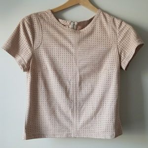 Bishop + Young Suede Perforated Eyelet Pink Crop